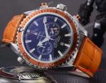 Replica Omega Planet Ocean 600m Chronograph Watch Orange Leather